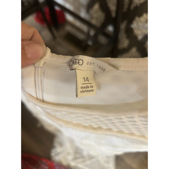 Cato Women's Ivory Cream Beige Sleeveless Lace Dress Size 14 Stretchy Modest - Picture 3 of 4